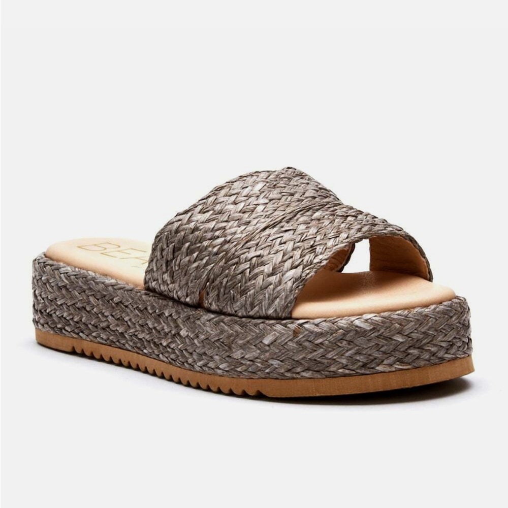 Elegant Woven Platform Sandals - Tan